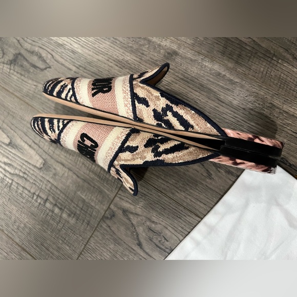Christian Dior Dway Embroidered Cotton Canvas And Leather Slippers - Picture 10 of 10